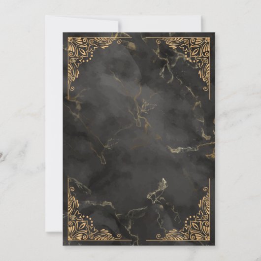 金ゴールドフレームブラックマーブルヌエストラboda スペインの 招待状 (裏面)