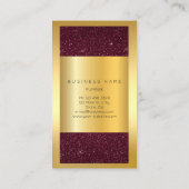 金ゴールドフレームブルガンディボルドーグリッター垂直 名刺 (裏面)
