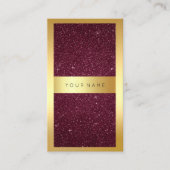 金ゴールドフレームブルガンディボルドーグリッター垂直 名刺 (正面)