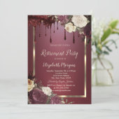 金ゴールドフレームブルゴーニュバラグリッタードリップス退職 招待状 (スタンド正面)