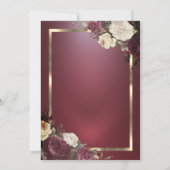 金ゴールドフレームブルゴーニュバラグリッタードリップス退職 招待状 (裏面)