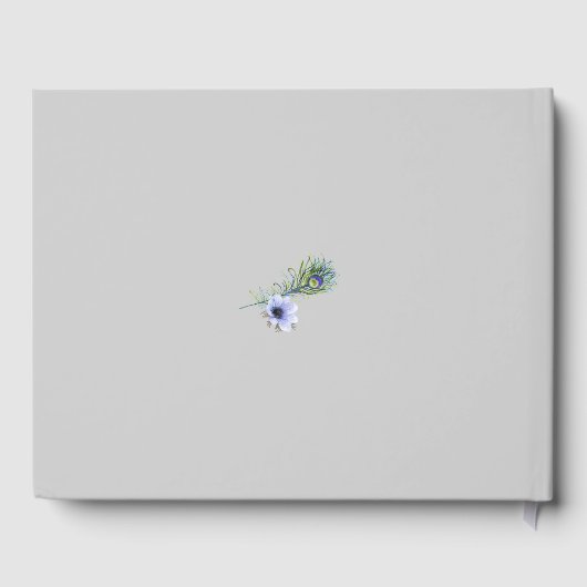 金ゴールドフレームブルーフローラ結婚ズ ゲストブック (裏面)