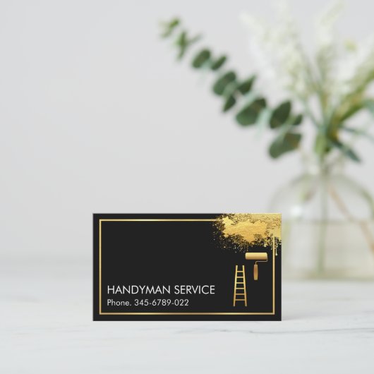 金ゴールドフレームブ絵を描ラシの金ゴールド絵を描(ばちゃばちゃ)跳ねる 名刺 (スタンド正面)