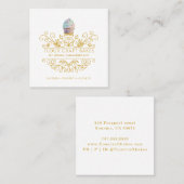 金ゴールドフレームベーカリーベーカーのロゴ名刺 スクエア名刺 (正面/裏面)