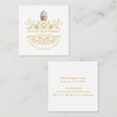 金ゴールドフレームベーカリーベーカーのロゴ名刺 スクエア名刺 (正面/裏面)