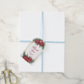 金ゴールドフレームホリデーポインセテ結婚ィア ギフトタグ (より糸付き)