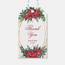 金ゴールドフレームホリデーポインセテ結婚ィア ギフトタグ
