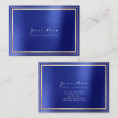 金ゴールドフレームミニマルメタリックコバルトサファイアブルー 名刺 (正面/裏面)
