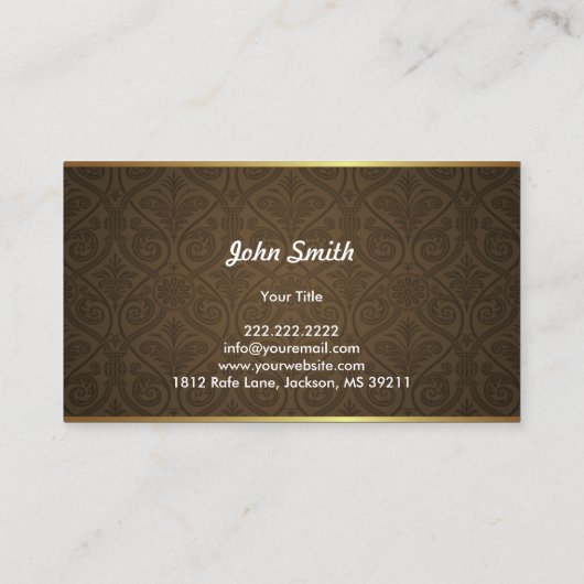 金ゴールドフレームミュージックスタジオダマスク名刺 名刺 (裏面)