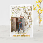 金ゴールドフレームメリークリスマスフォトパーソナライズされたー カード (黄色い花)