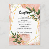 金ゴールドフレームモダンアイボリーグリーンフローラルレセプションカード 案内ポストカード (正面)