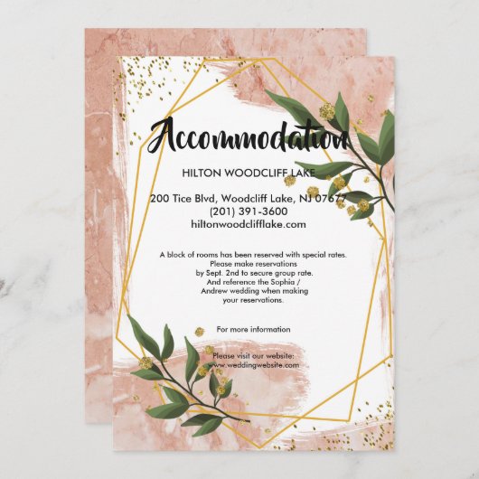 金ゴールドフレームモダンアイボリーツリー収容筐体 招待状 (正面/裏面)