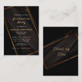 金ゴールドフレームモダンブラックグラードパーティの招待状 ノートカード (正面/裏面)