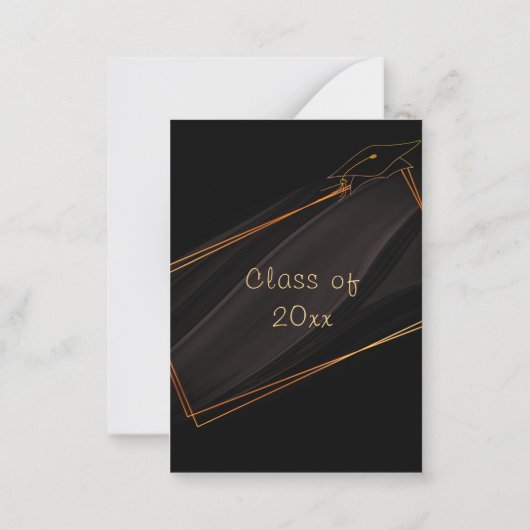 金ゴールドフレームモダンブラックグラードパーティの招待状 ノートカード (裏面)