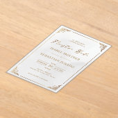 金ゴールドフレームモチーフヌエストラスペインのボダ結婚ズ アクリル招待状 (レイダウン)