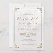 金ゴールドフレームモチーフヌエストラスペインのボダ結婚ズ 招待状 (正面)