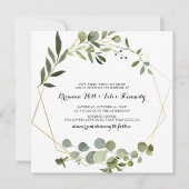 金ゴールドフレームユーカリ書道広場結婚 招待状 (正面)