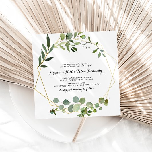 金ゴールドフレームユーカリ書道広場結婚 招待状