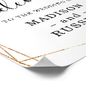 金ゴールドフレームユーカリ結婚ウェルカム徴候 ポスター (角)