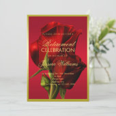 金ゴールドフレームロマンチックな赤いバラの引退 招待状 (スタンド正面)