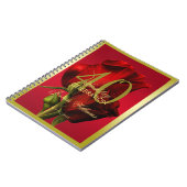 金ゴールドフレームロマンチックレッドローズ誕生日 ノートブック (左側)