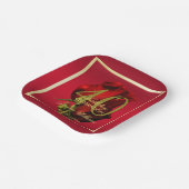 金ゴールドフレームロマンチックレッドローズ誕生日 ペーパープレート (傾斜あり)