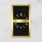 金ゴールドフレームローマンクロックグリッター垂直 名刺 (正面)