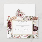 金ゴールドフレームワイルドフラワーウェディングRSVP返信 出欠カード (正面/裏面)