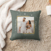 金ゴールドフレーム写真の私たちの初めてのクリスマス 結婚した クッション (ブランケット)