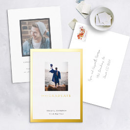 金ゴールドフレーム写真卒業発表カード 箔招待状