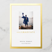 金ゴールドフレーム写真卒業発表カード 箔招待状 (正面)