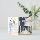金ゴールドフレーム写真水の色結婚の感謝 ポストカード (スタンド正面)