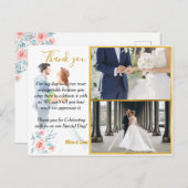 金ゴールドフレーム写真水の色結婚の感謝 ポストカード (正面/裏面)