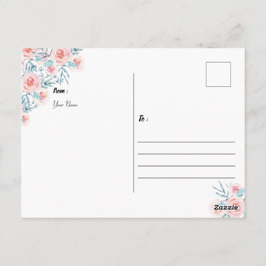 金ゴールドフレーム写真水の色結婚の感謝 ポストカード (裏面)