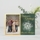 金ゴールドフレーム写真&クリスタルスノーフレーク シーズンカード (スタンド正面)