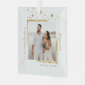 金ゴールドフレーム写真Our初めてのクリスマス結婚したGla ガラスオーナメント (正面左)