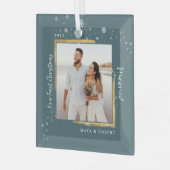 金ゴールドフレーム写真Our初めてのクリスマス結婚したGla ガラスオーナメント (正面左)