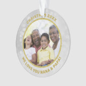 金ゴールドフレーム写真We Love You Grandparentオーナメント オーナメント (正面)