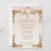 金ゴールドフレーム十字フローラ聖餐式招待状 招待状 (正面)