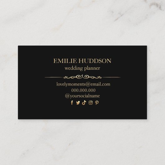 金ゴールドフレーム抽象芸術白黒ストライプ 名刺 (裏面)