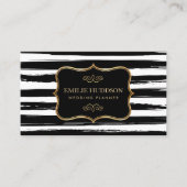 金ゴールドフレーム抽象芸術白黒ストライプ 名刺 (正面)