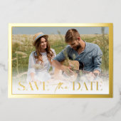 金ゴールドフレーム日付の保存 箔招待状 (正面)