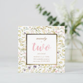 金ゴールドフレーム春ボホワイルドフラワーパンパ誕生日 招待状 (スタンド正面)