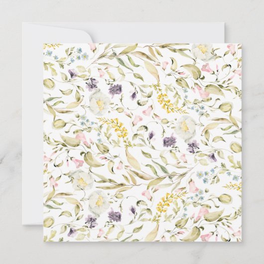 金ゴールドフレーム春ボホワイルドフラワーパンパ誕生日 招待状 (裏面)