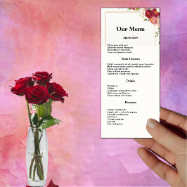 金ゴールドフレーム水カラー花結婚のディナーメニュー メニュー