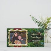 金ゴールドフレーム水平クリスマスフォトカード シーズンカード (スタンド正面)