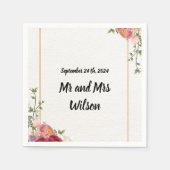 金ゴールドフレーム水彩フラワーカクテルナプキンス スタンダードカクテルナプキン (正面)