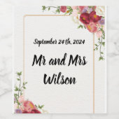 金ゴールドフレーム水彩フラワーワインラベル ワインラベル (シングルラベル)