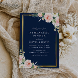 金ゴールドフレーム海軍と赤面フローラリハーサル 招待状