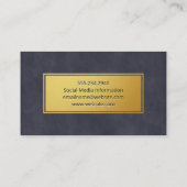 金ゴールドフレーム深い紫ブルーテクスチャ 名刺 (裏面)